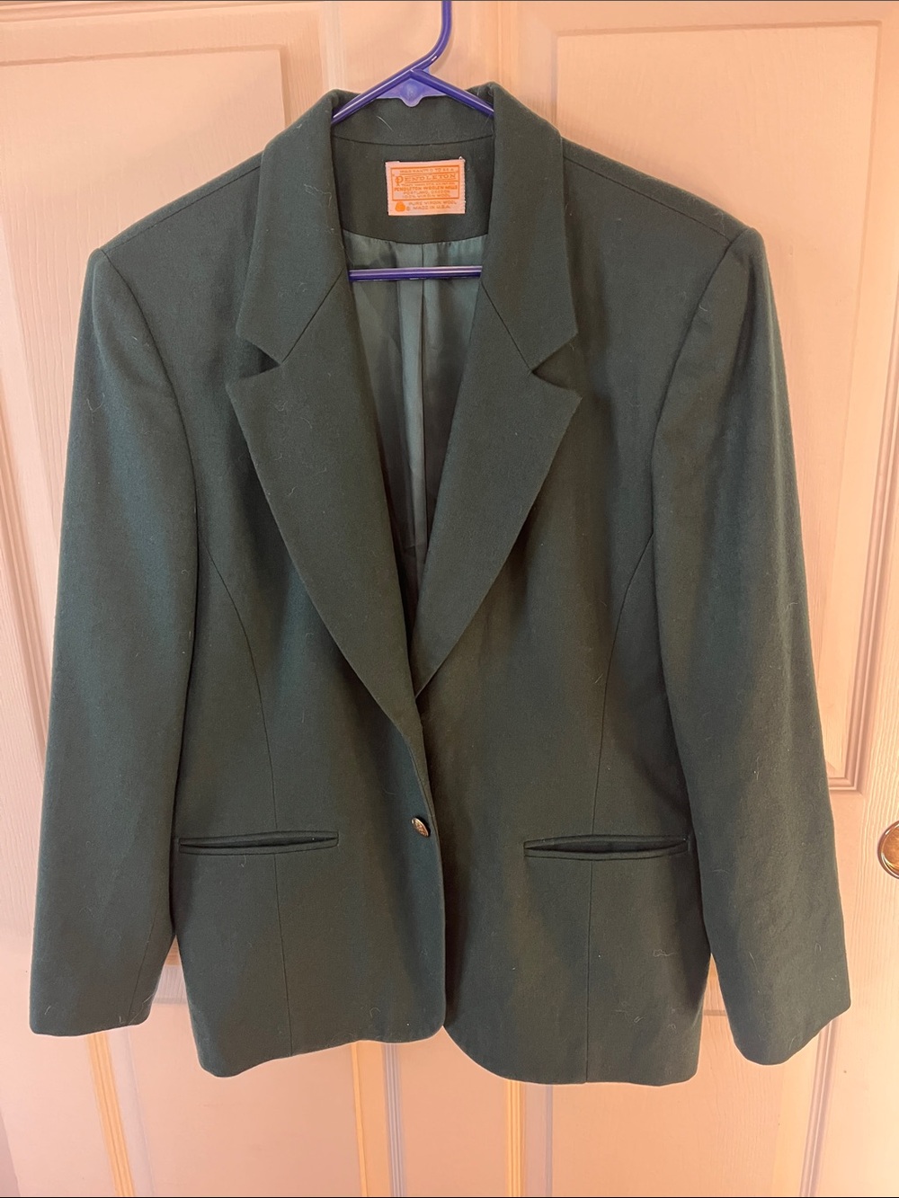 Vintage Pendleton Deep Green 100% Virgin Wool Jacket/Blazer.  Women’s size 14